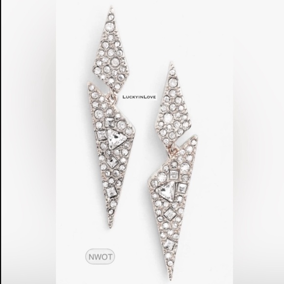 ALEXIS BITTAR • Silver Crystal Encrusted Origami Shards Post Earrings